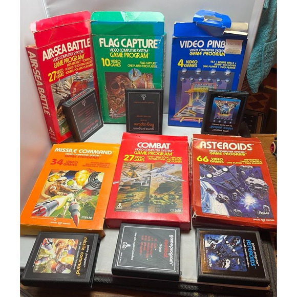 Atari Other - 6 Atari 2600 Battle Space Arcade Games Cartriges and Boxes
